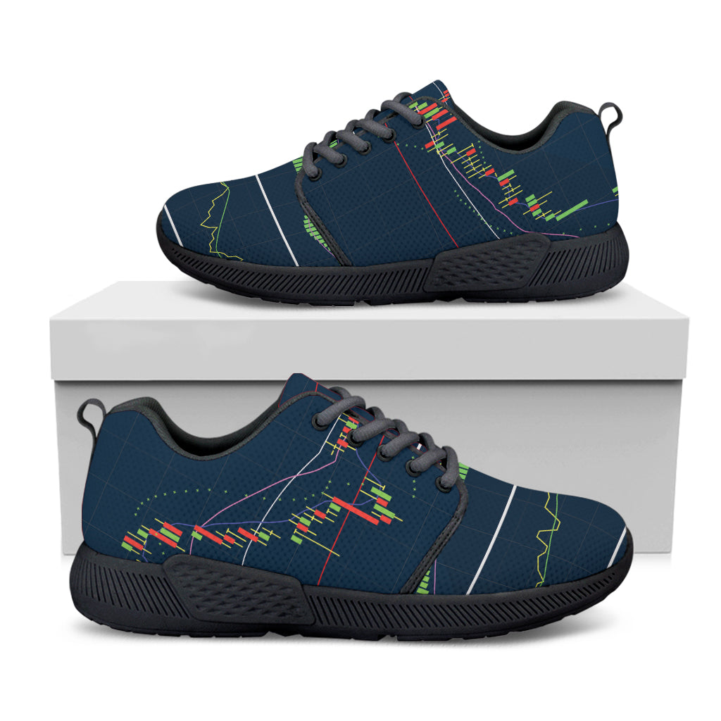 Stock Candlestick And Indicators Print Black Athletic Shoes