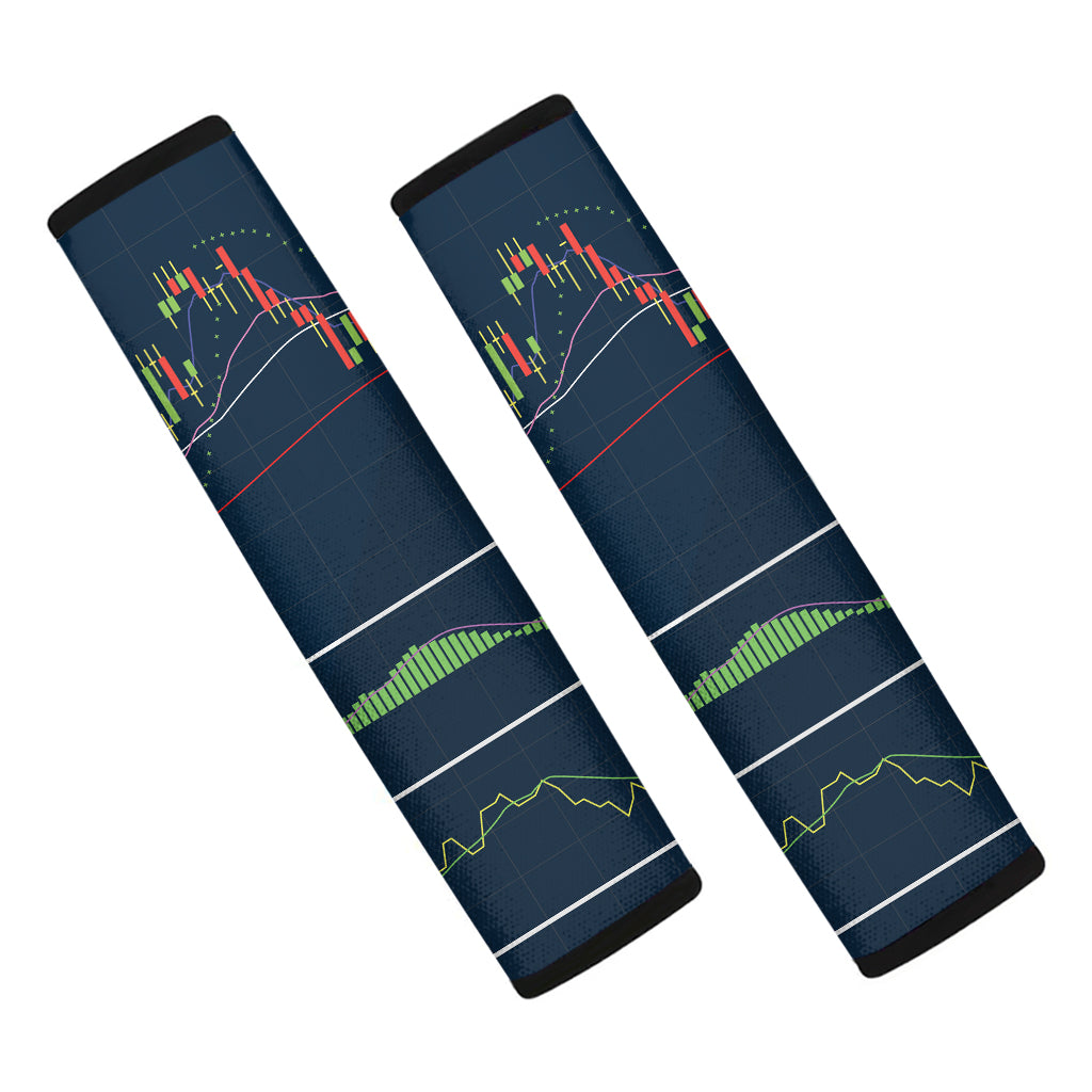 Stock Candlestick And Indicators Print Car Seat Belt Covers