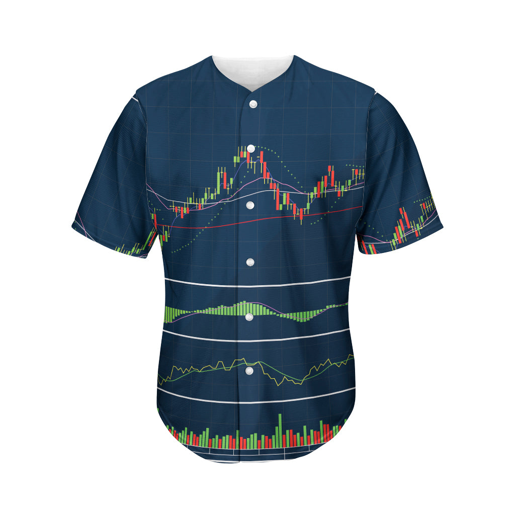 Stock Candlestick And Indicators Print Men's Baseball Jersey