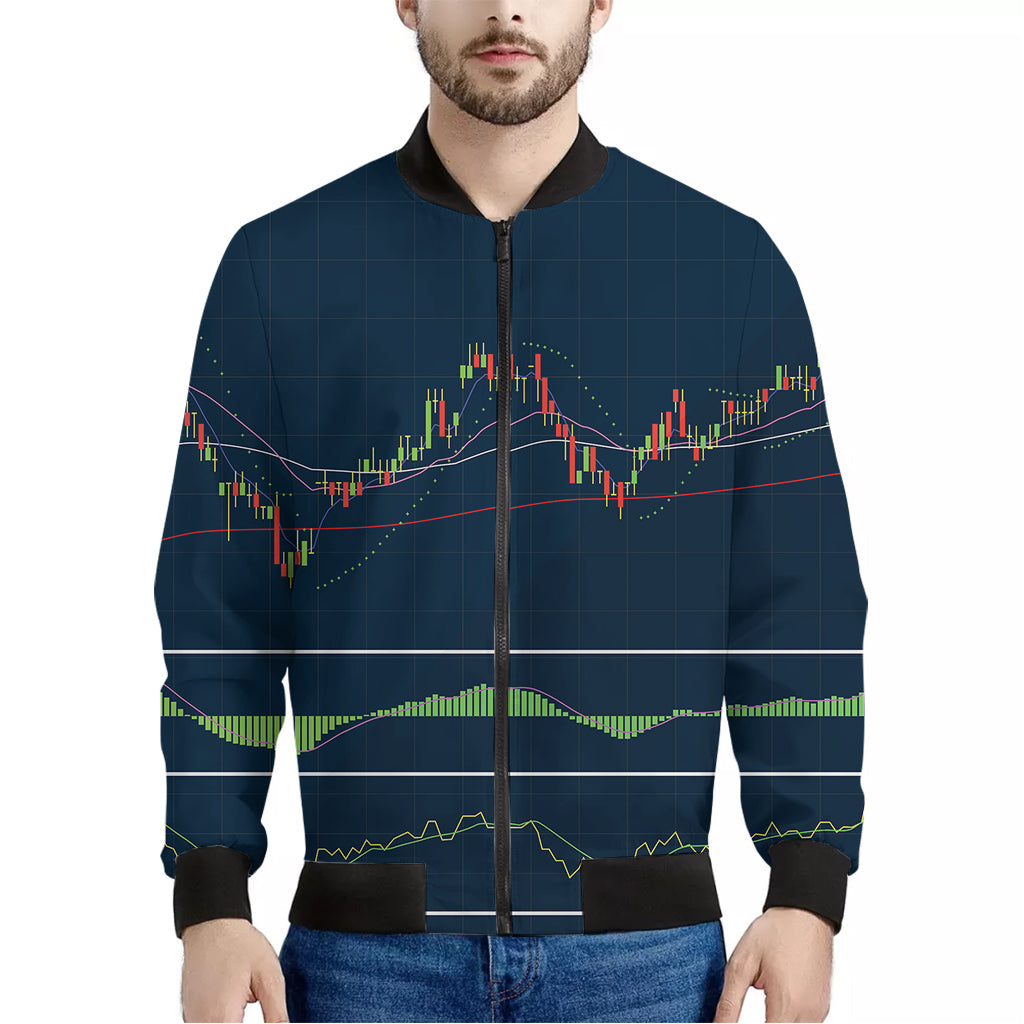 Stock Candlestick And Indicators Print Men's Bomber Jacket