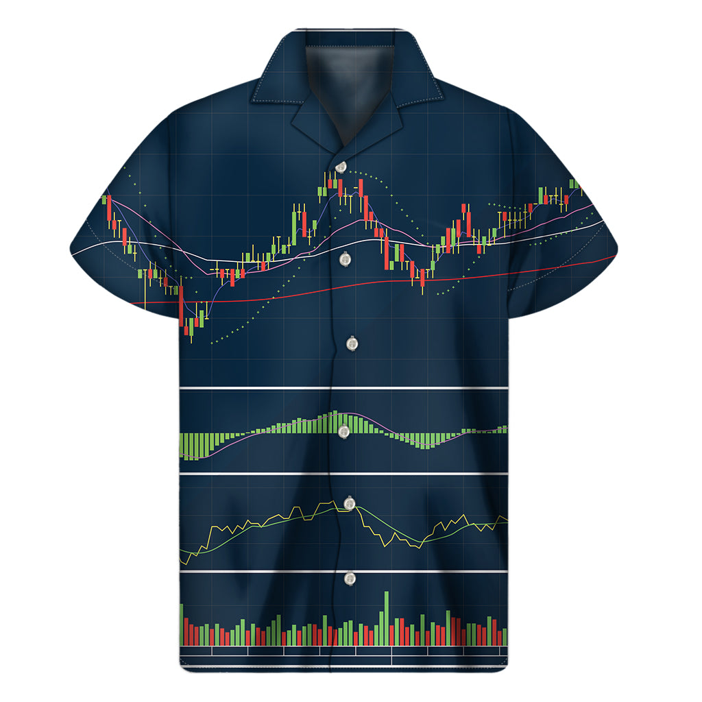 Stock Candlestick And Indicators Print Men's Short Sleeve Shirt