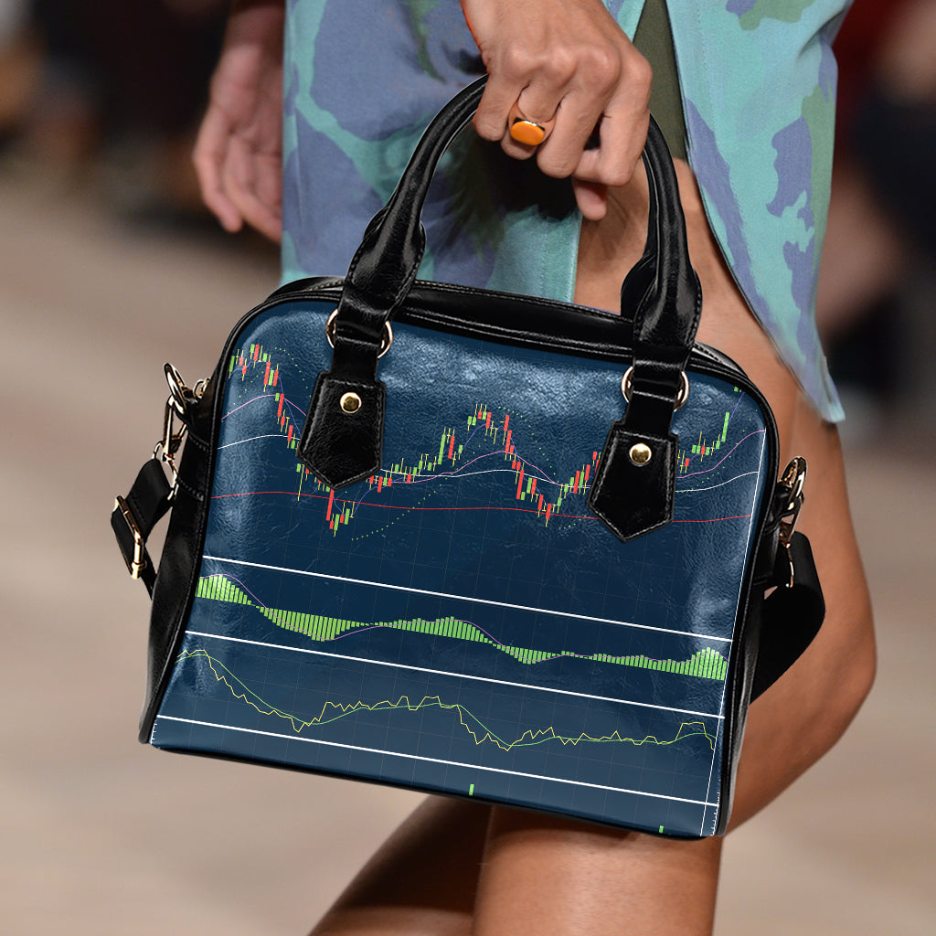 Stock Candlestick And Indicators Print Shoulder Handbag