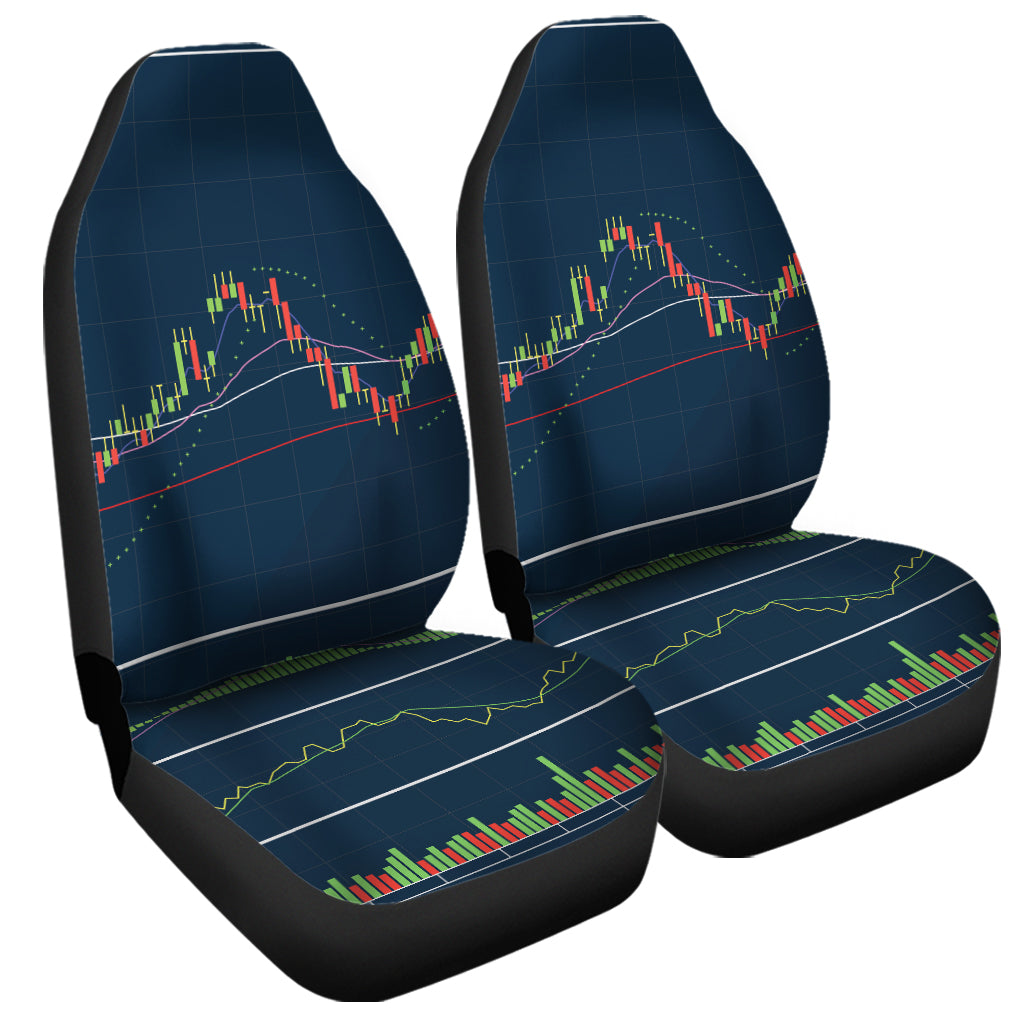 Stock Candlestick And Indicators Print Universal Fit Car Seat Covers