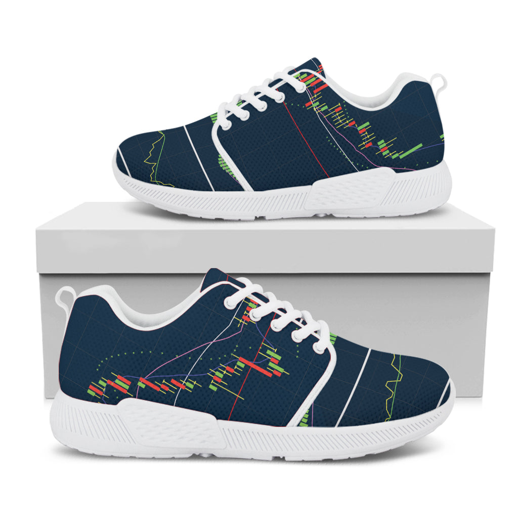 Stock Candlestick And Indicators Print White Athletic Shoes