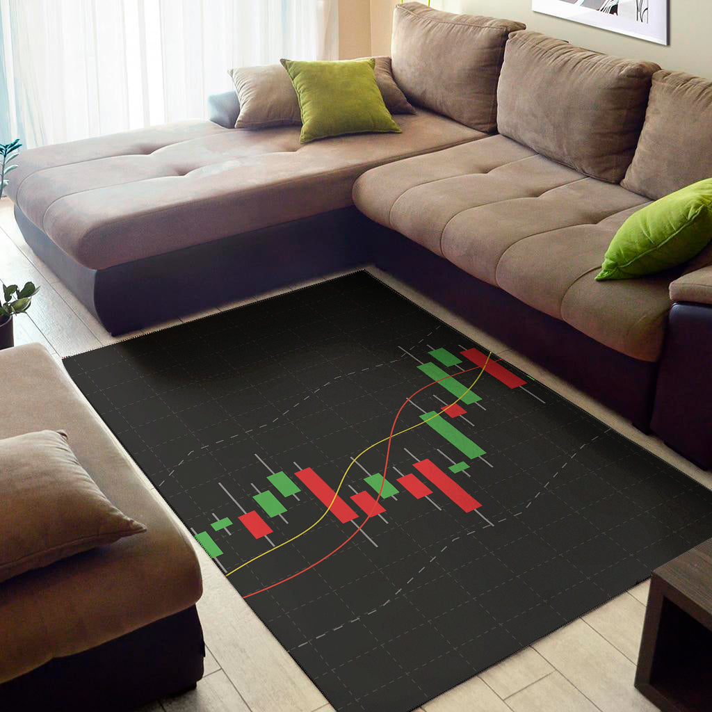 Stock Market Candlestick Print Area Rug