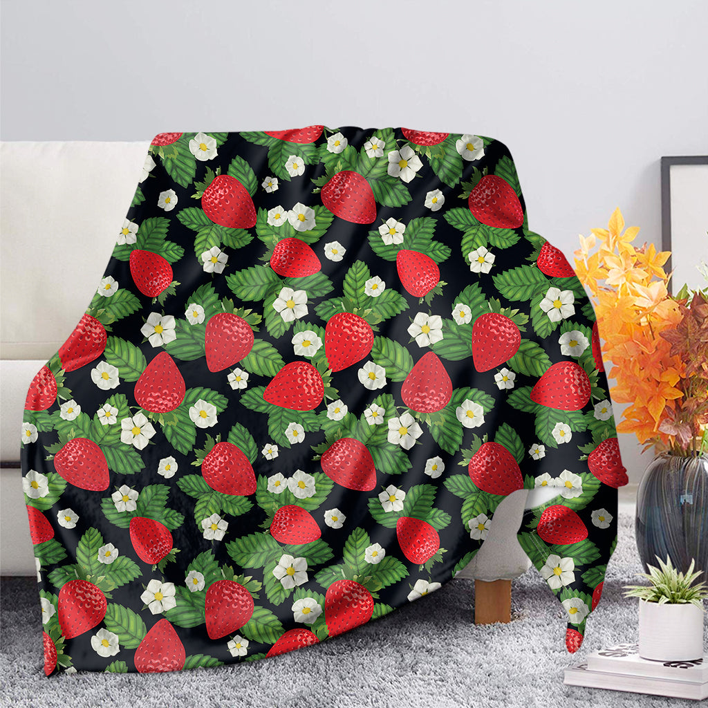 Strawberry And Flower Pattern Print Blanket