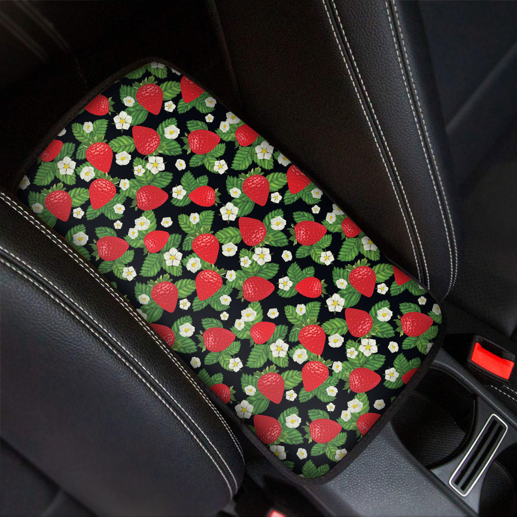 Strawberry And Flower Pattern Print Car Center Console Cover