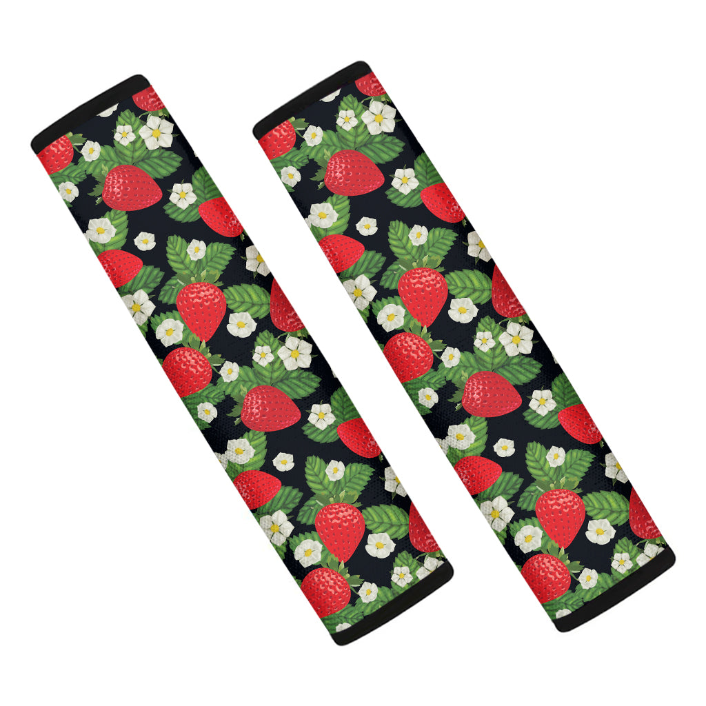 Strawberry And Flower Pattern Print Car Seat Belt Covers