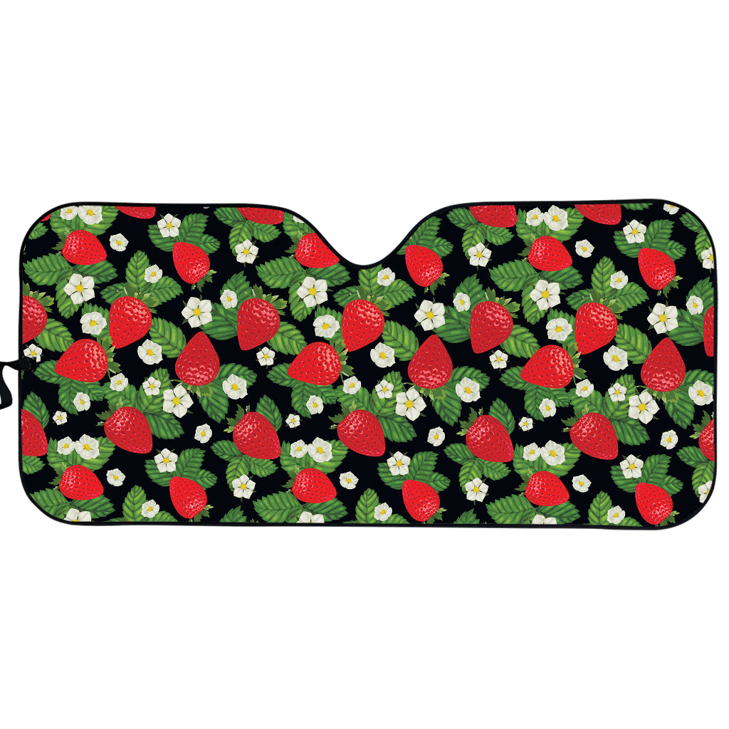 Strawberry And Flower Pattern Print Car Sun Shade