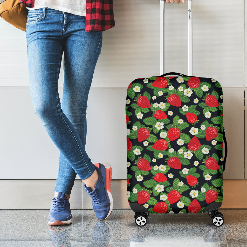 Strawberry And Flower Pattern Print Luggage Cover