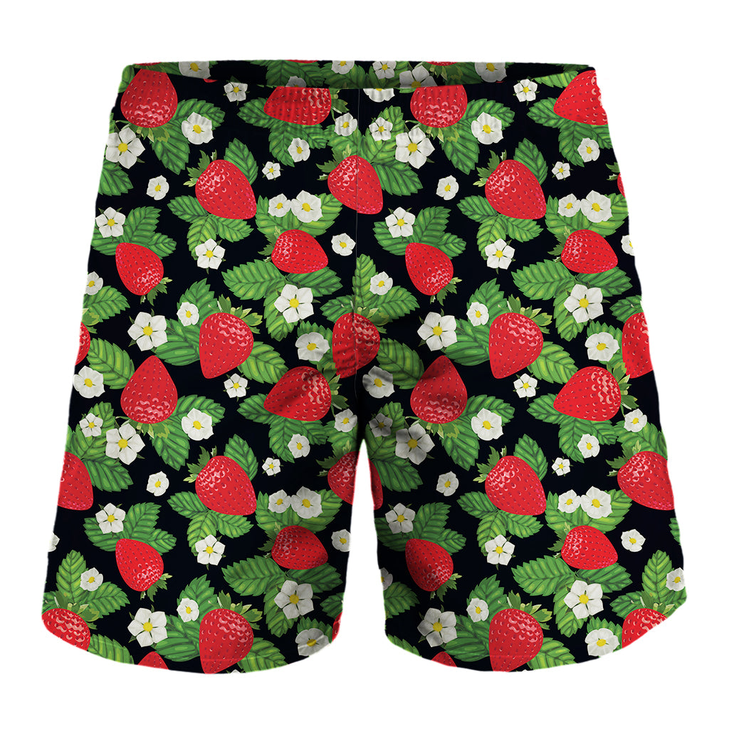 Strawberry And Flower Pattern Print Men's Shorts