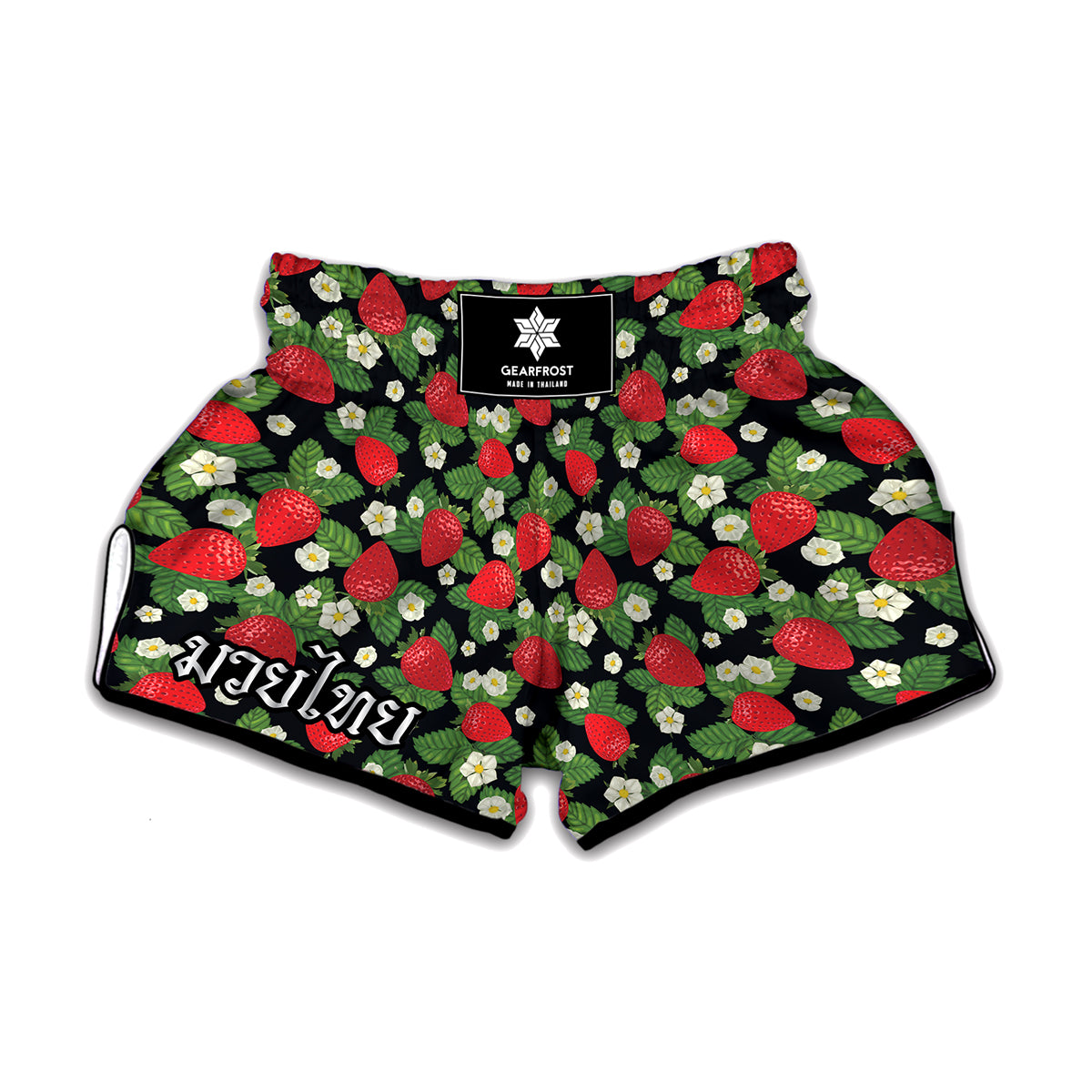 Strawberry And Flower Pattern Print Muay Thai Boxing Shorts