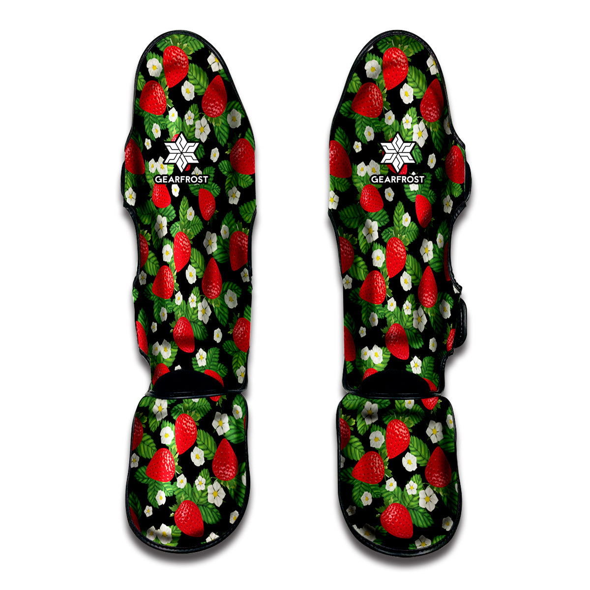 Strawberry And Flower Pattern Print Muay Thai Shin Guards