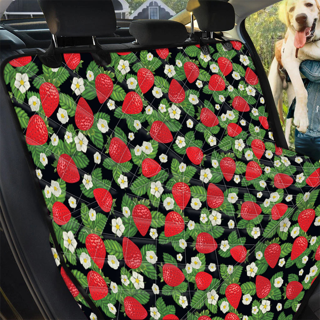 Strawberry And Flower Pattern Print Pet Car Back Seat Cover