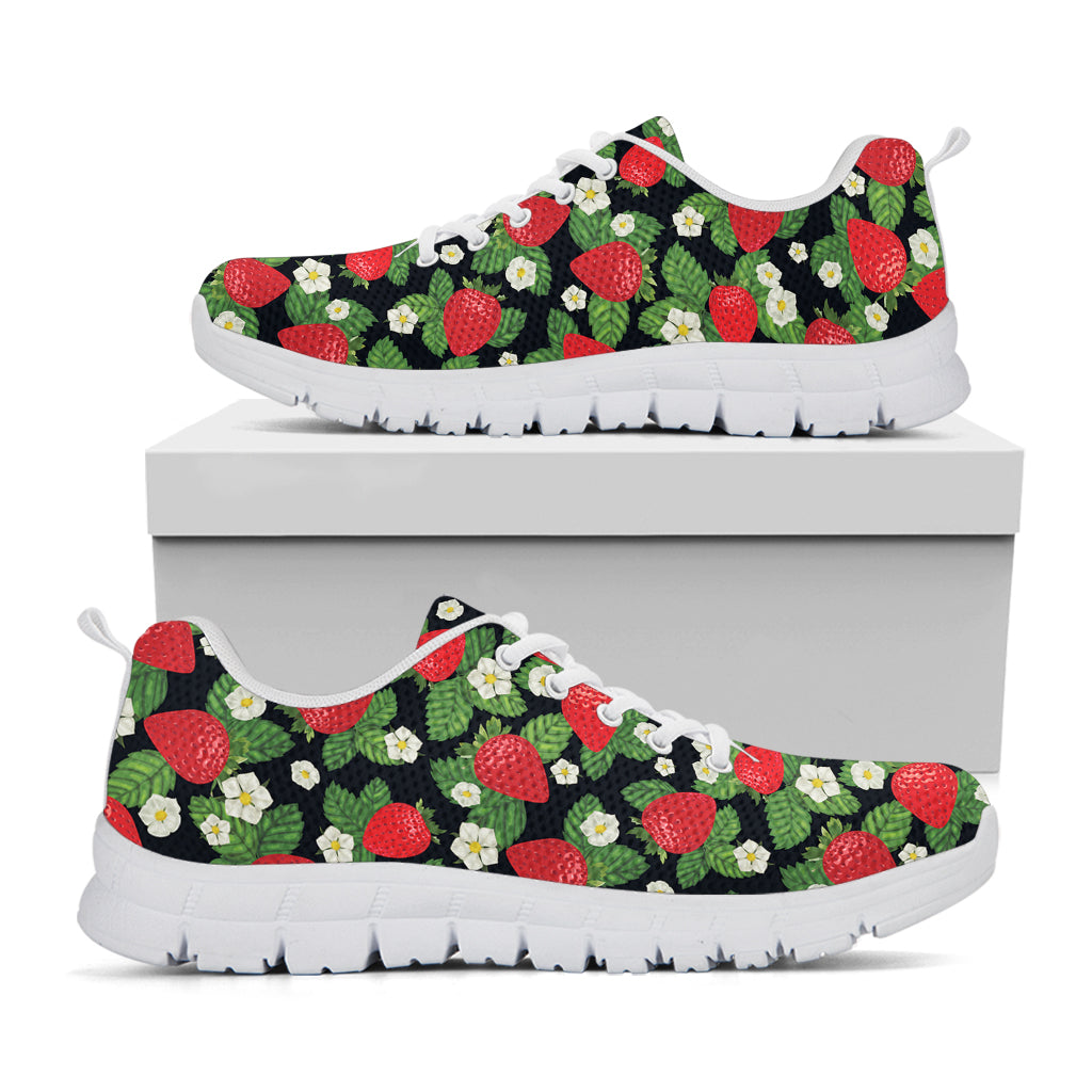 Strawberry And Flower Pattern Print White Sneakers