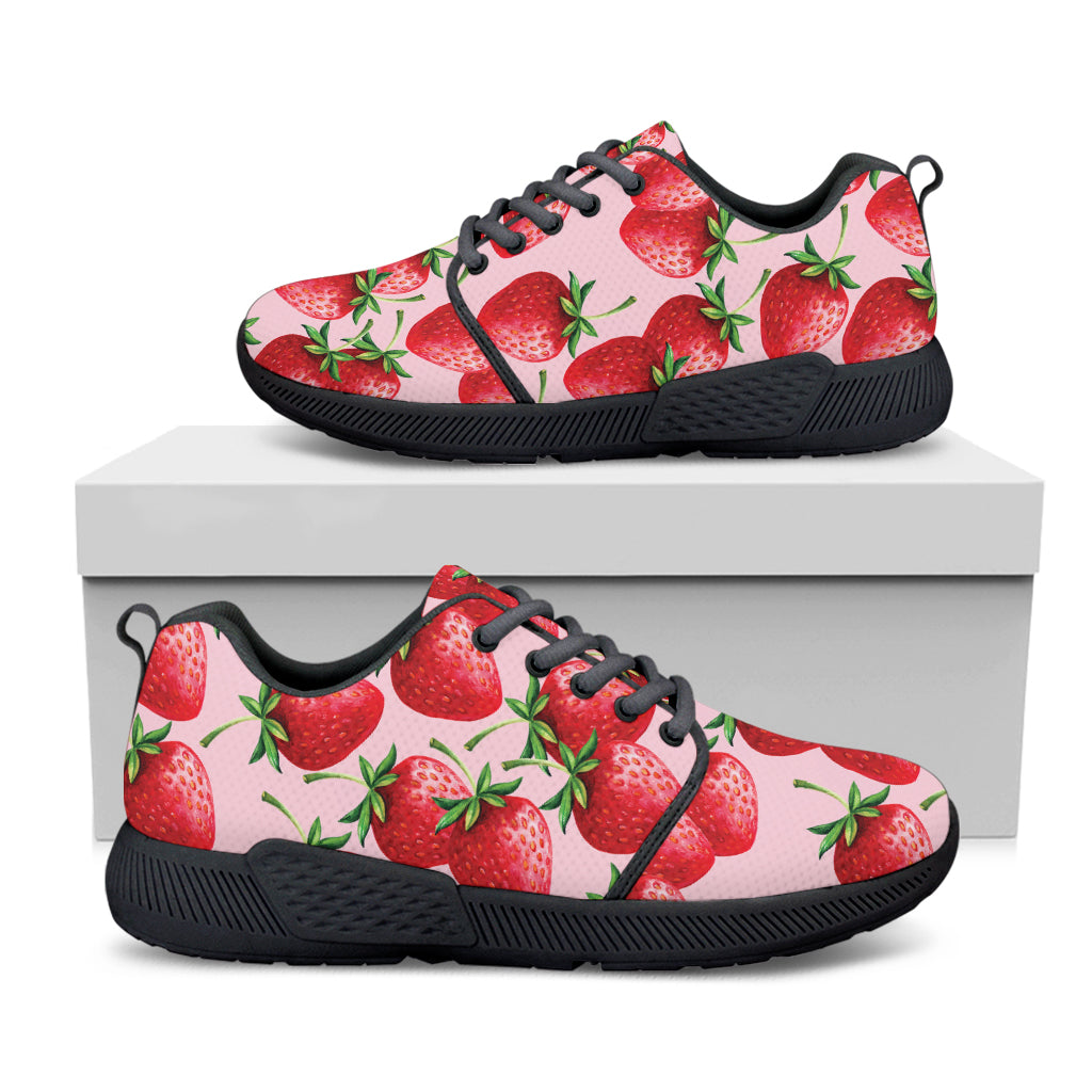 Strawberry Fruit Pattern Print Black Athletic Shoes