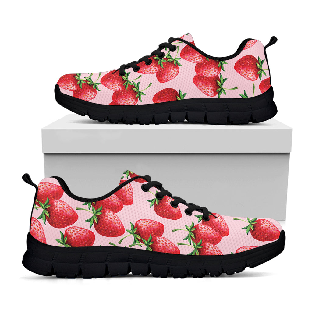 Strawberry Fruit Pattern Print Black Sneakers