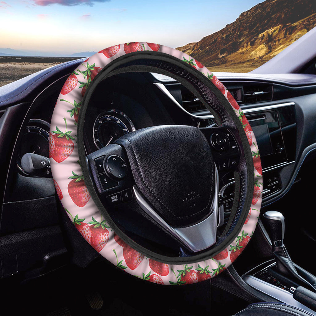 Strawberry Fruit Pattern Print Car Steering Wheel Cover