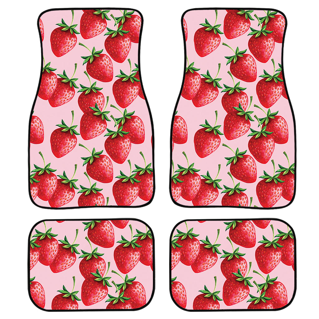 Strawberry Fruit Pattern Print Front and Back Car Floor Mats