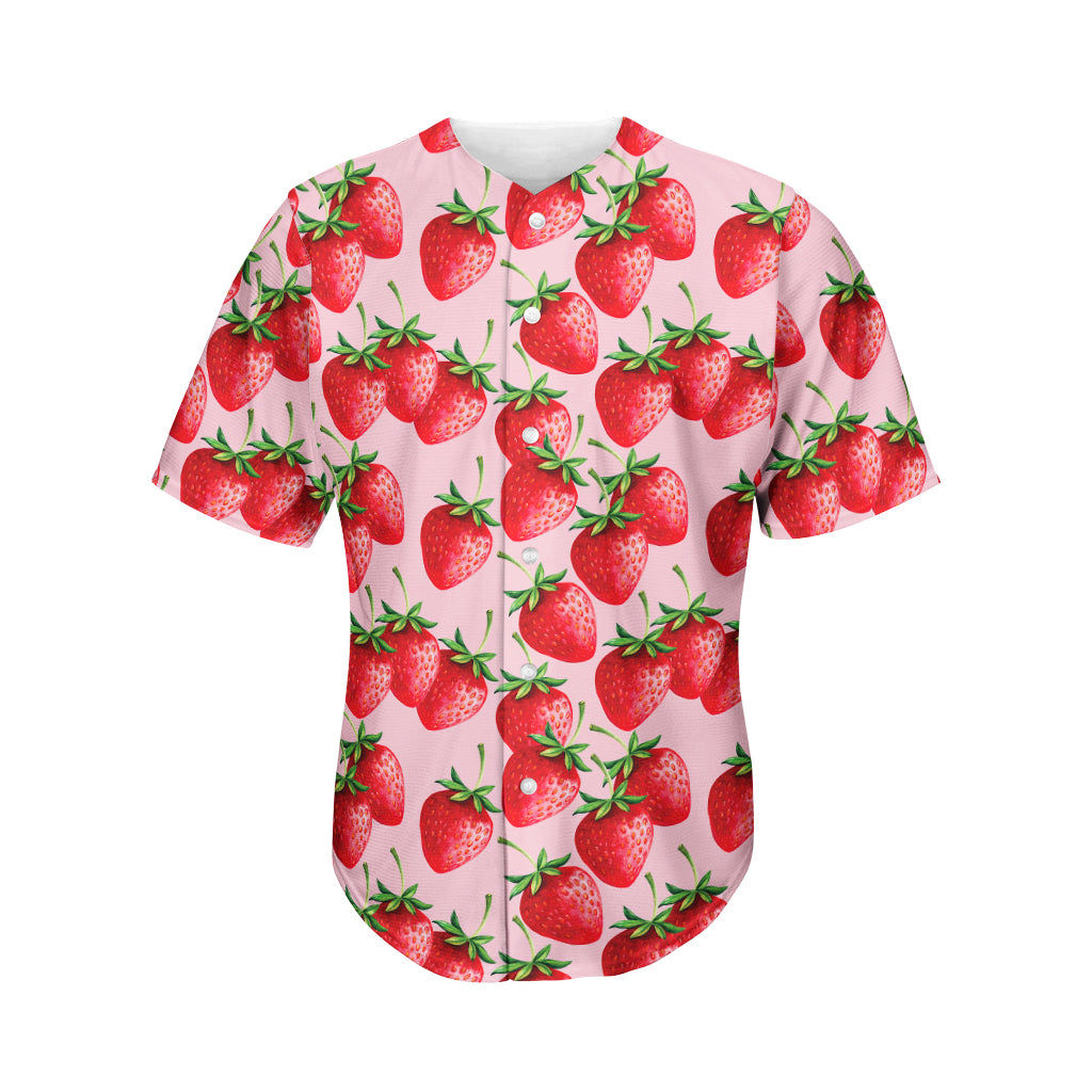 Strawberry Fruit Pattern Print Men's Baseball Jersey