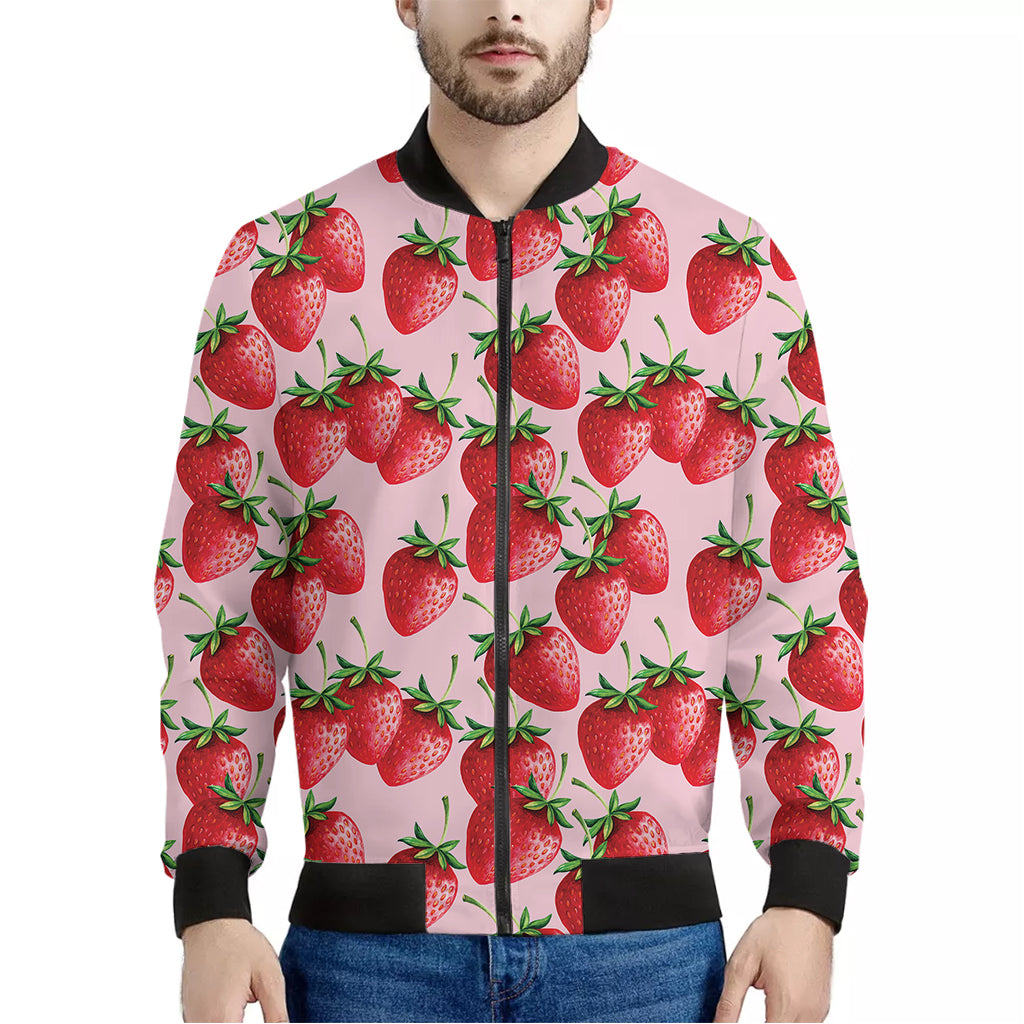 Strawberry Fruit Pattern Print Men's Bomber Jacket