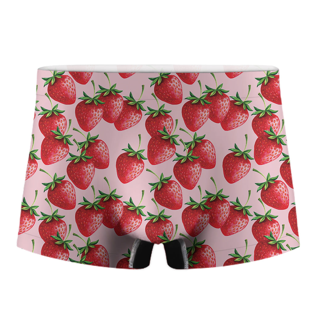 Strawberry Fruit Pattern Print Men's Boxer Briefs