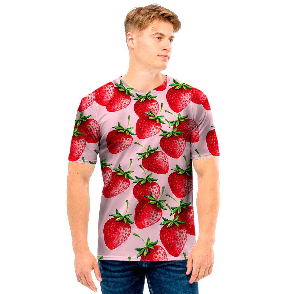 Strawberry Fruit Pattern Print Men's T-Shirt