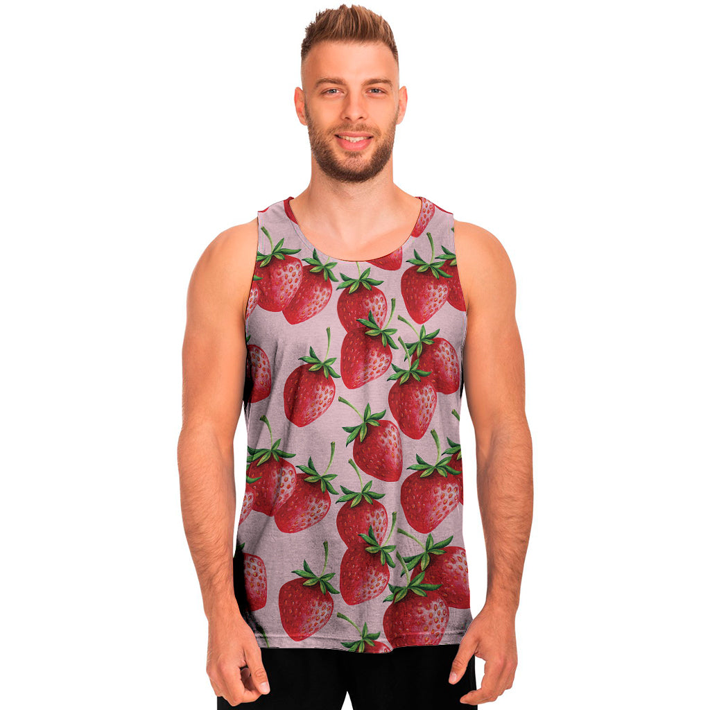 Strawberry Fruit Pattern Print Men's Tank Top