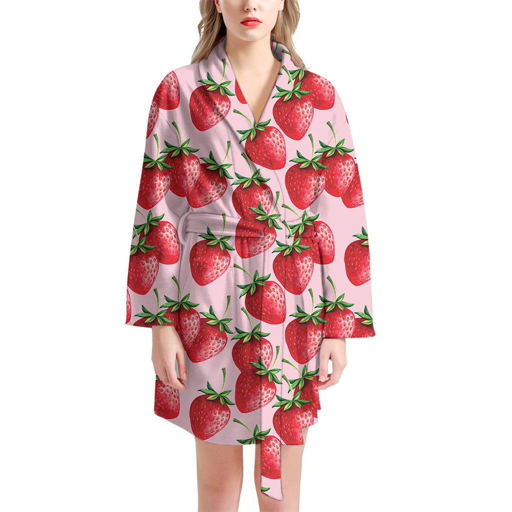 Strawberry Fruit Pattern Print Women's Bathrobe