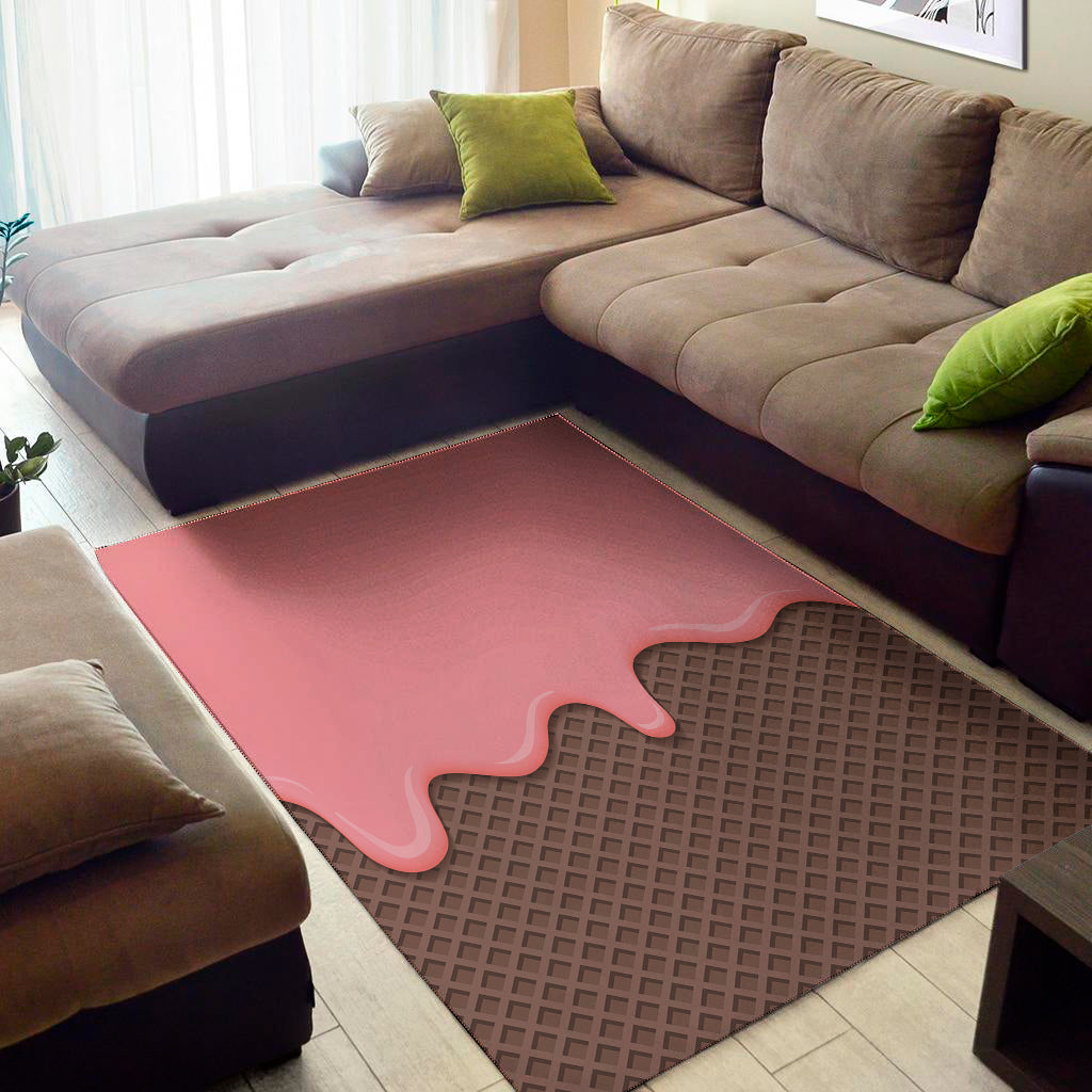 Strawberry Ice Cream Melted Print Area Rug