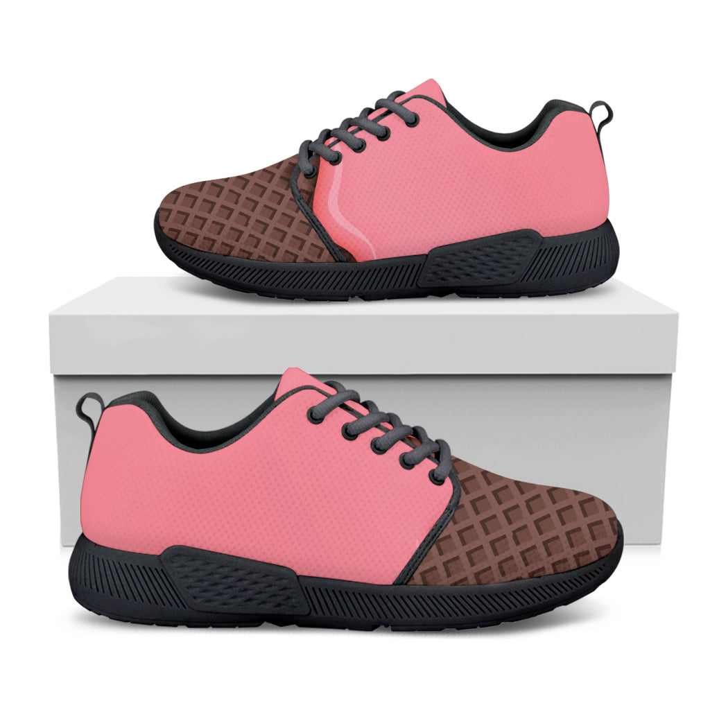 Strawberry Ice Cream Melted Print Black Athletic Shoes