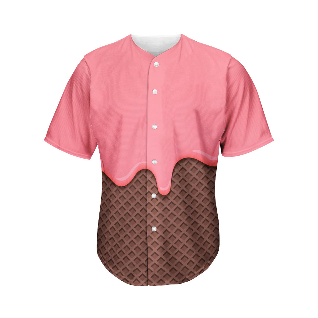 Strawberry Ice Cream Melted Print Men's Baseball Jersey