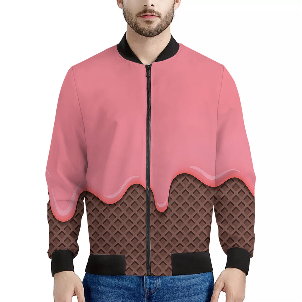 Strawberry Ice Cream Melted Print Men's Bomber Jacket