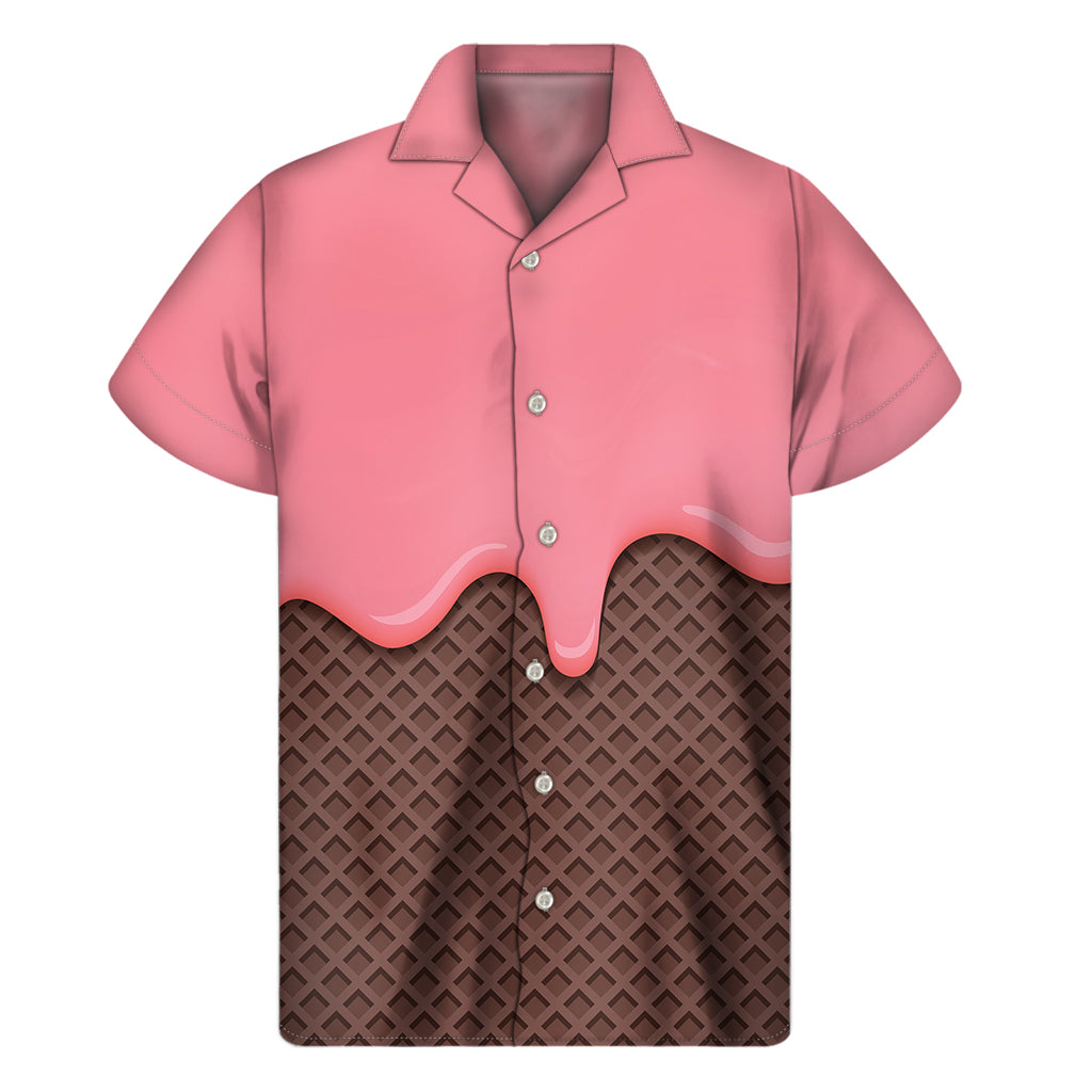 Strawberry Ice Cream Melted Print Men's Short Sleeve Shirt