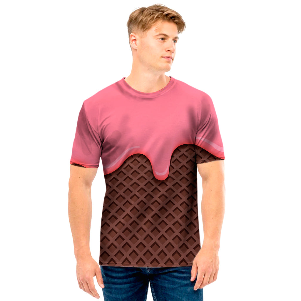 Strawberry Ice Cream Melted Print Men's T-Shirt