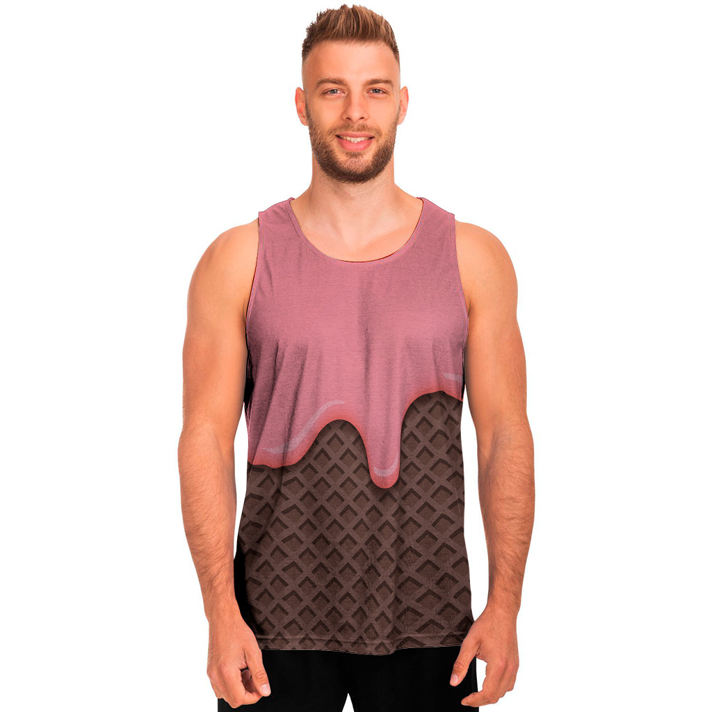 Strawberry Ice Cream Melted Print Men's Tank Top