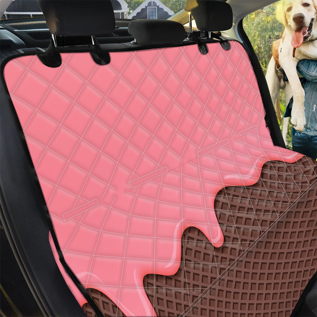 Strawberry Ice Cream Melted Print Pet Car Back Seat Cover