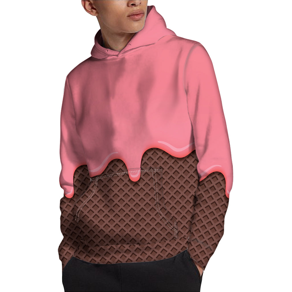 Strawberry Ice Cream Melted Print Pullover Hoodie