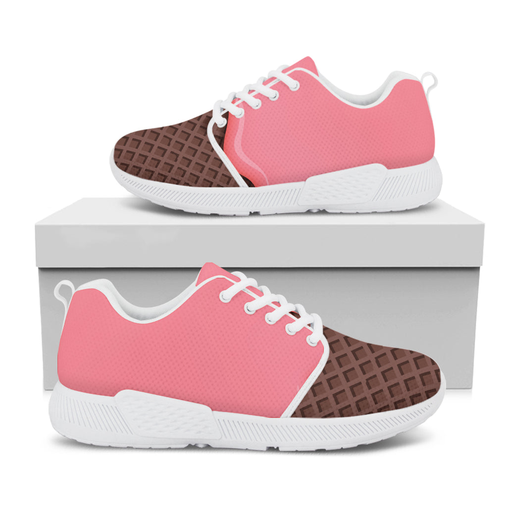 Strawberry Ice Cream Melted Print White Athletic Shoes