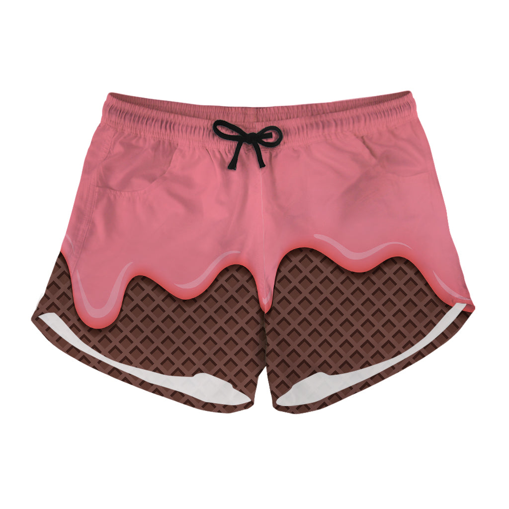 Strawberry Ice Cream Melted Print Women's Shorts