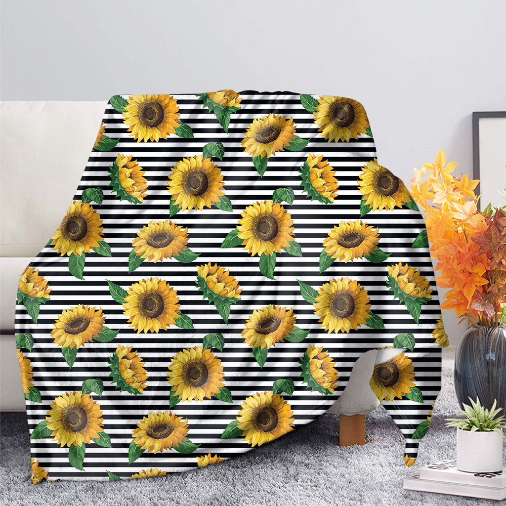 Stripe Sunflower Pattern Print Blanket