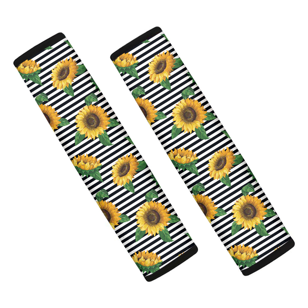 Stripe Sunflower Pattern Print Car Seat Belt Covers