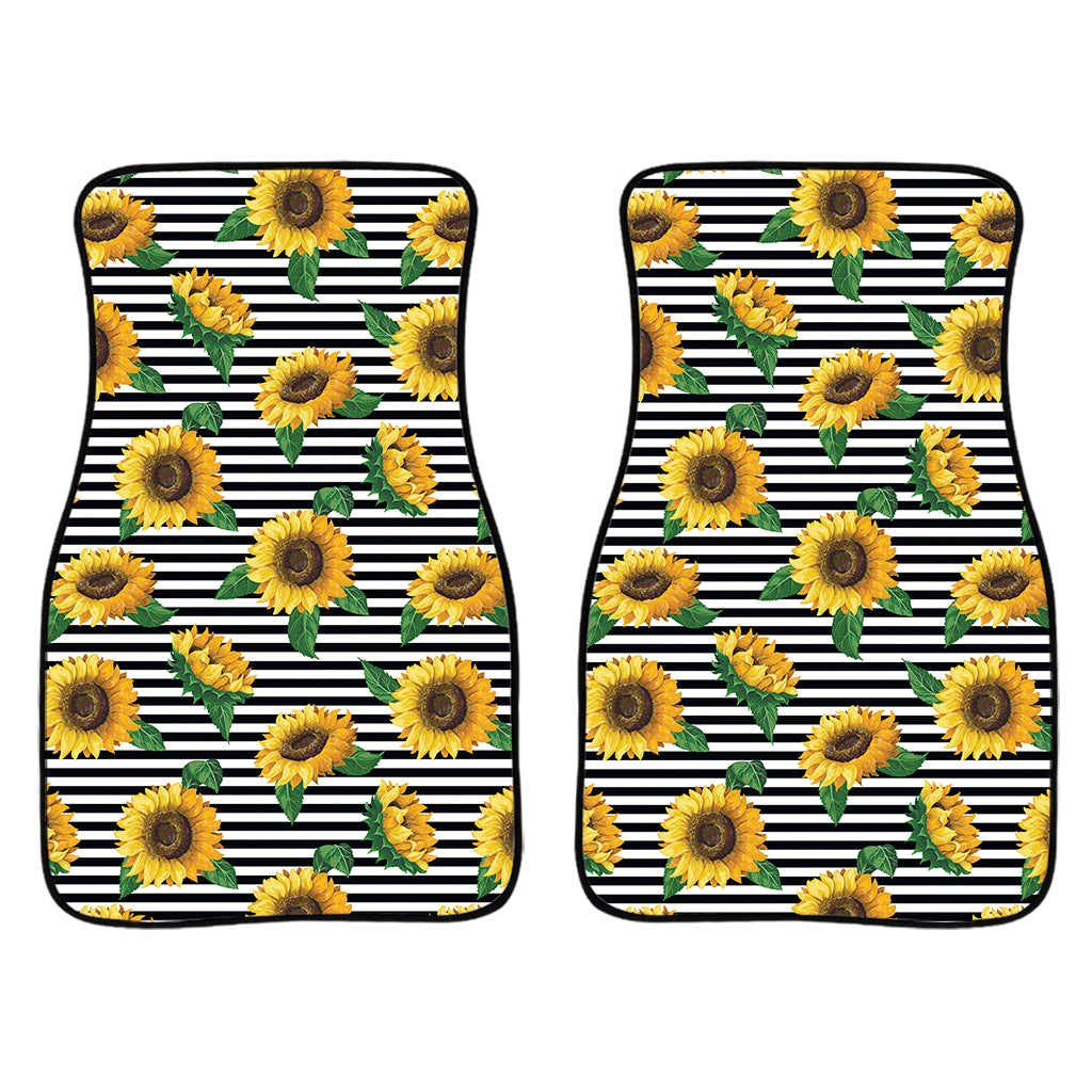 Stripe Sunflower Pattern Print Front Car Floor Mats