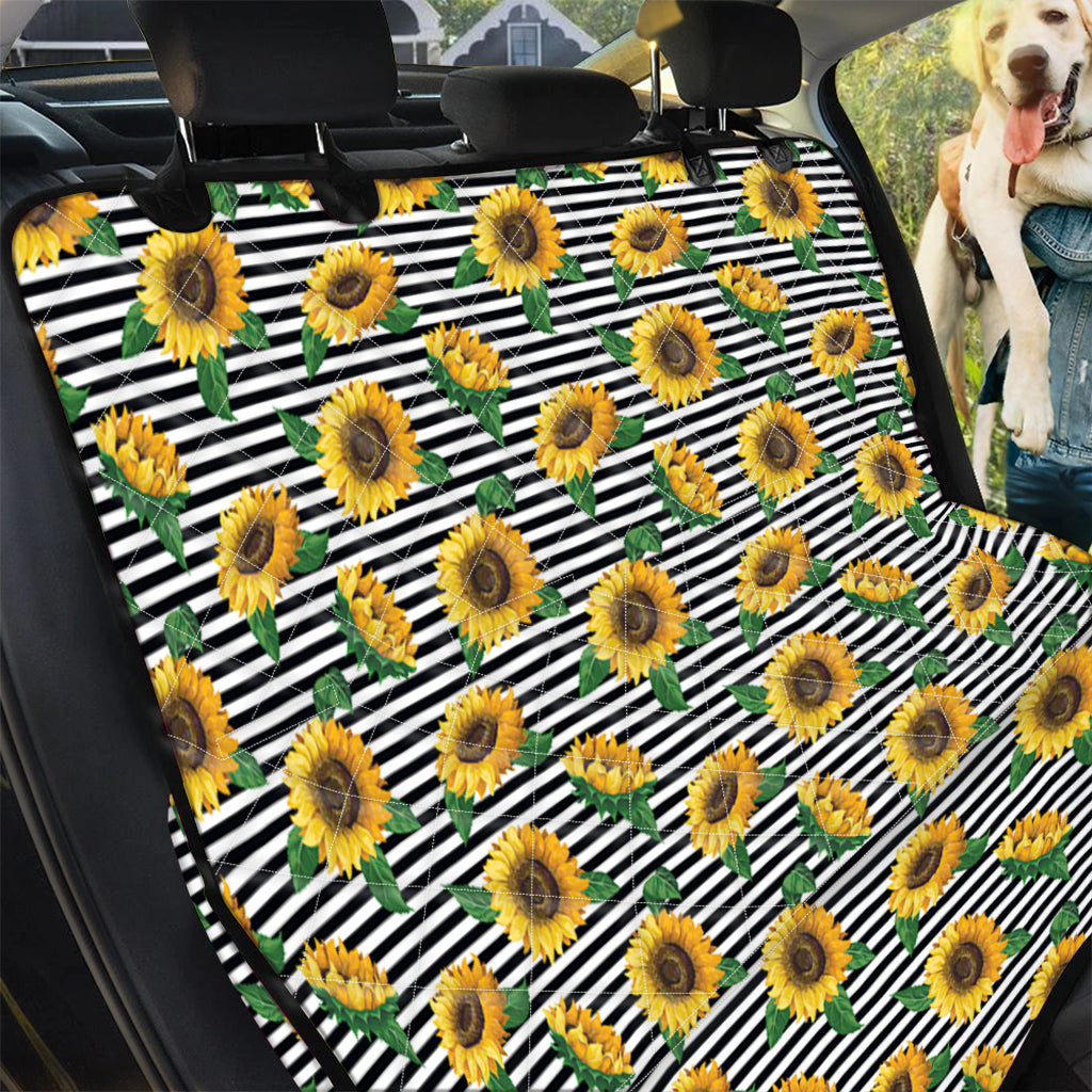 Stripe Sunflower Pattern Print Pet Car Back Seat Cover