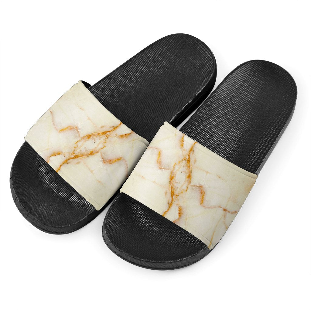 Sugar Brown Marble Print Black Slide Sandals