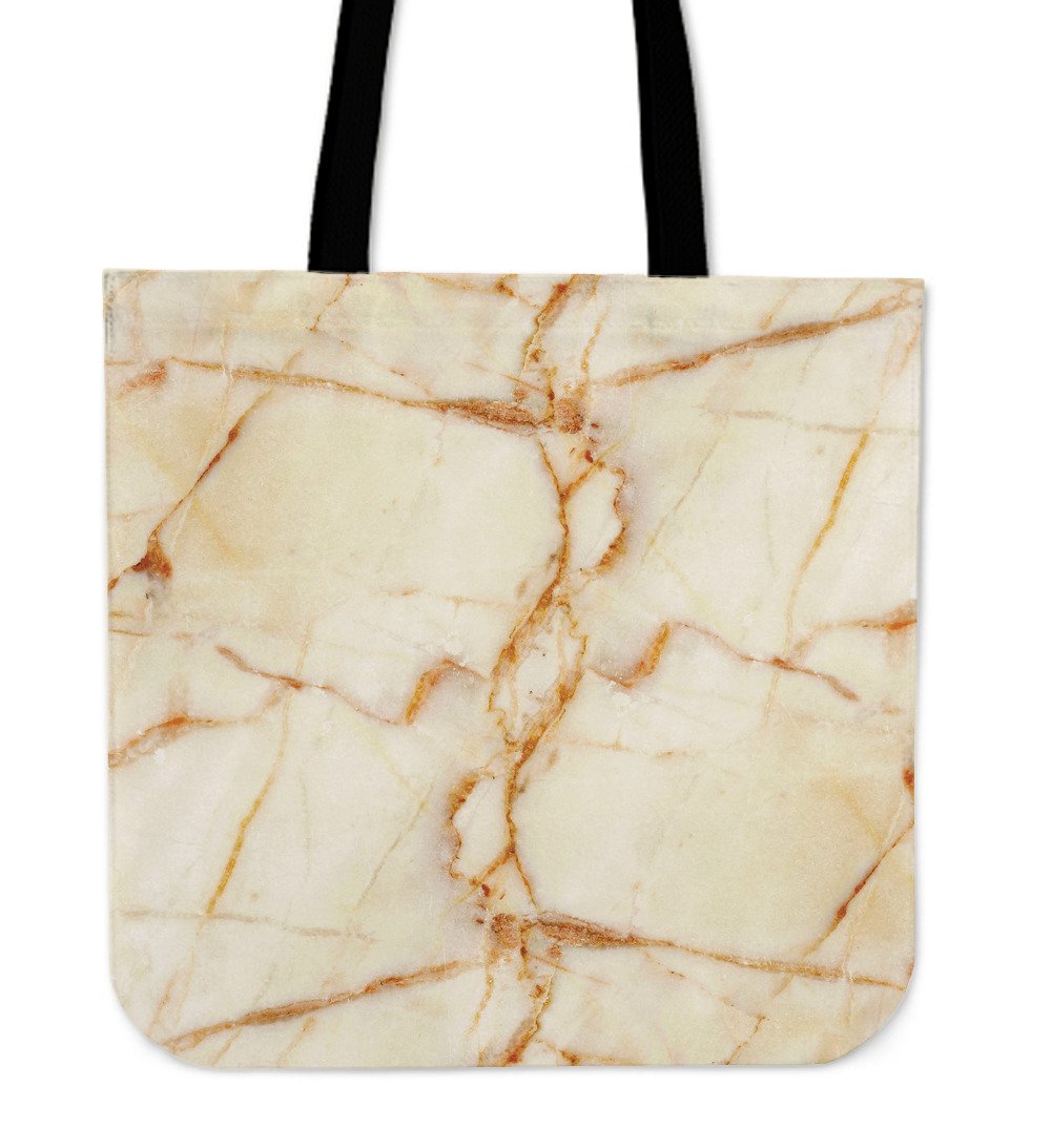 Sugar Brown Marble Print Canvas Tote Bag