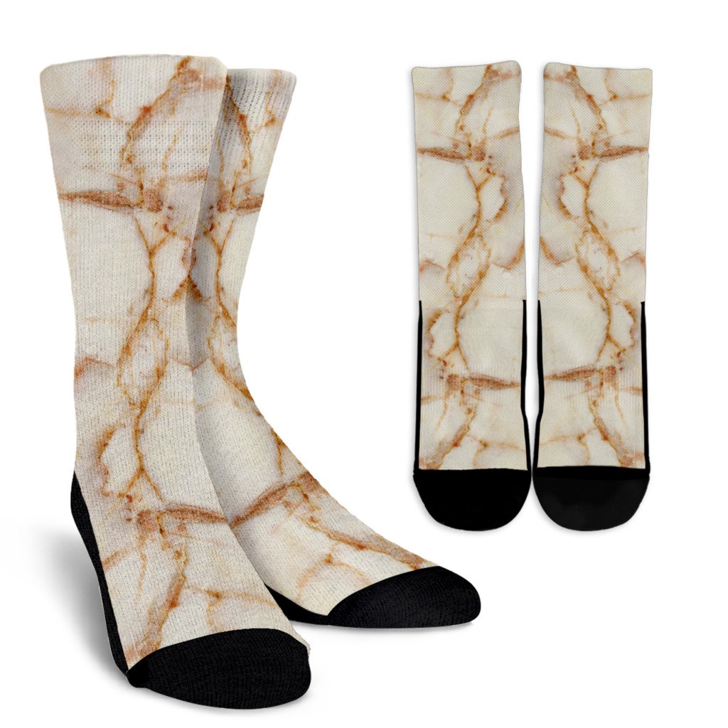 Sugar Brown Marble Print Crew Socks