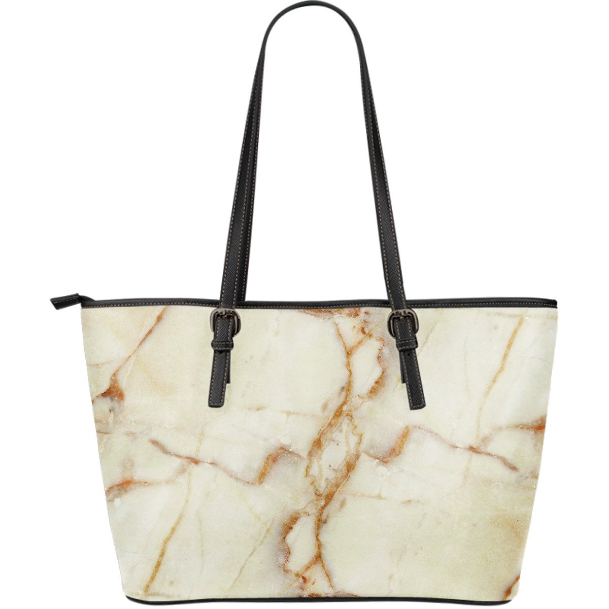 Sugar Brown Marble Print Leather Tote Bag