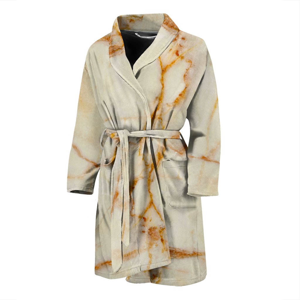 Sugar Brown Marble Print Men's Bathrobe