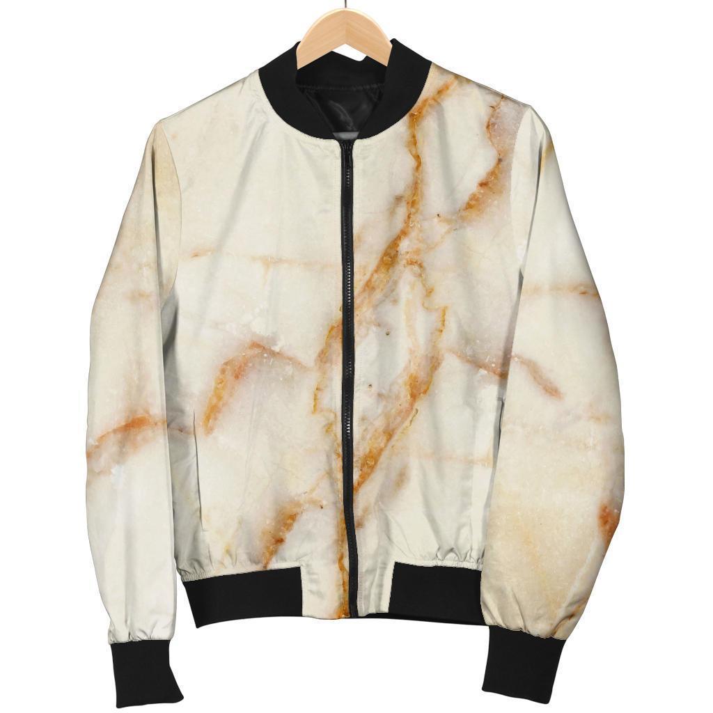 Sugar Brown Marble Print Men's Bomber Jacket